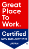 Great Place to Work® Certified Nov 2022 - Oct 2023 JAPAN